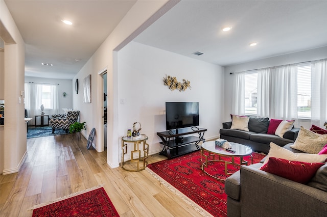 living room featuring light hardwood / wood-style flooring