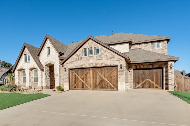 view of front of property with a garage