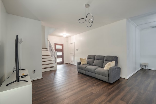 living room featuring dark hardwood / wood-style flooring