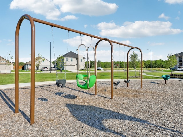 view of jungle gym with a yard