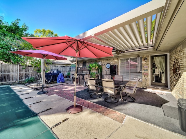 view of patio / terrace featuring a bar