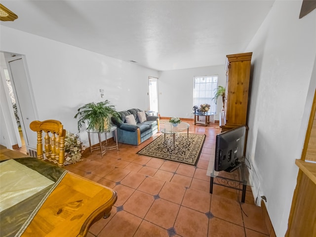 view of tiled living room