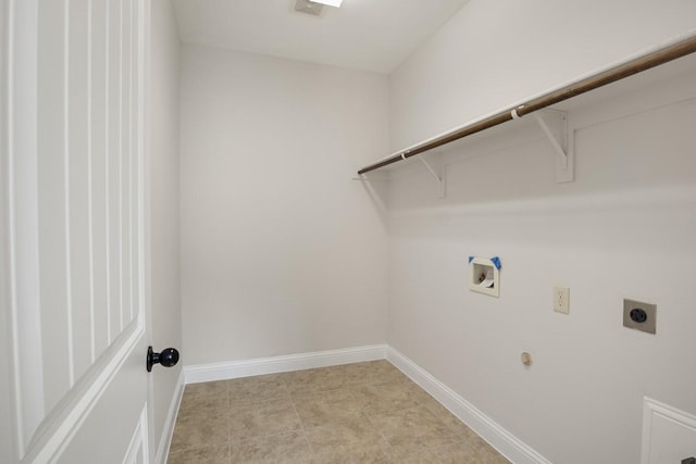 laundry area with electric dryer hookup and hookup for a washing machine