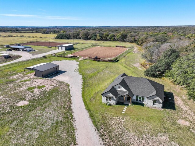 drone / aerial view with a rural view