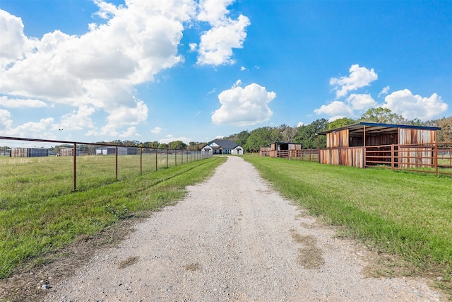 view of street with a rural view