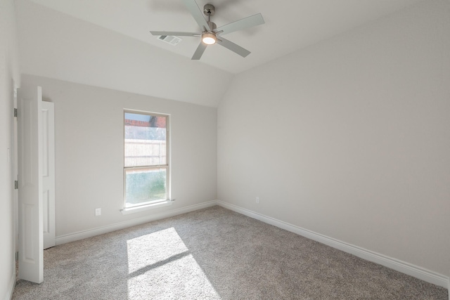 609 Keel Way, Azle, TX 76020 - spare room featuring light carpet, ceiling fan, and vaulted ceiling