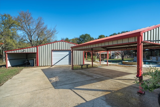 exterior space featuring a garage