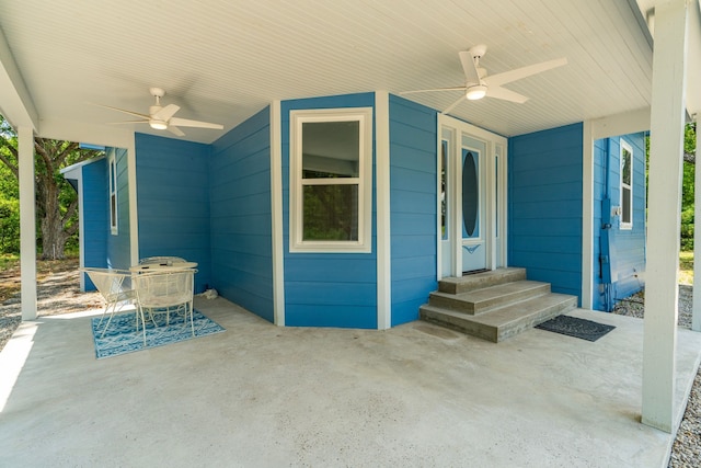 view of patio / terrace with ceiling fan