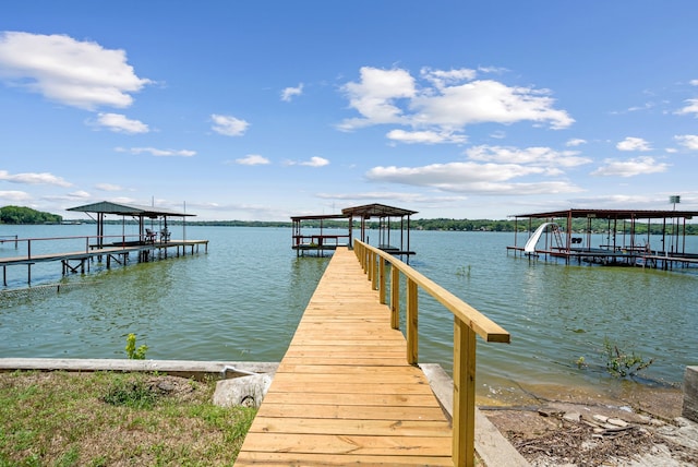 view of dock featuring a water view