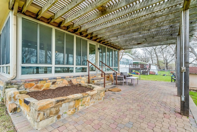 view of patio / terrace featuring a pergola