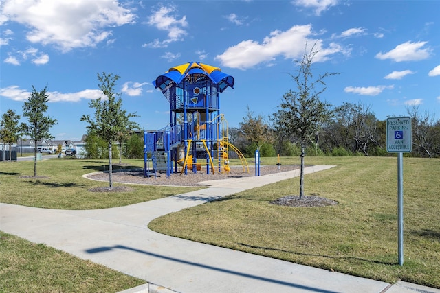 view of playground featuring a yard