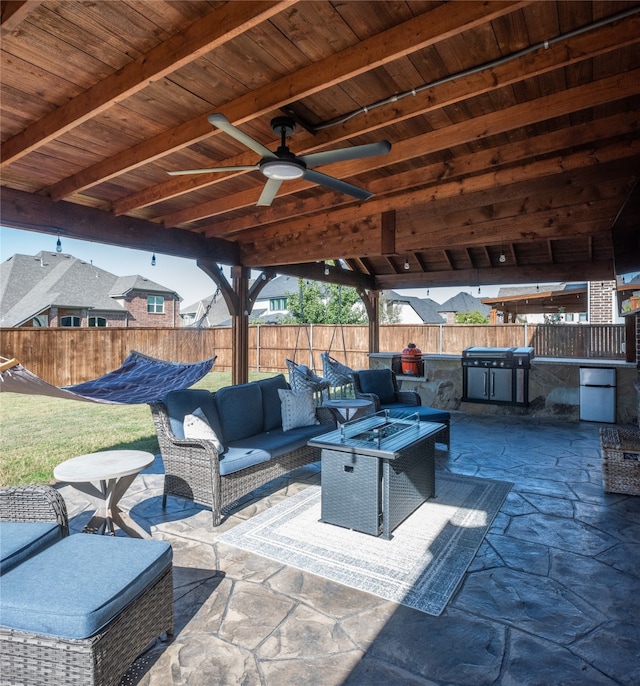 view of patio / terrace with outdoor lounge area and ceiling fan