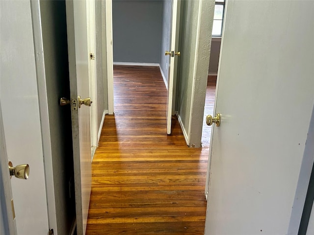 hallway with wood-type flooring