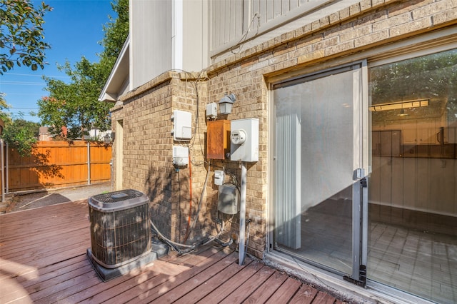 wooden deck with cooling unit