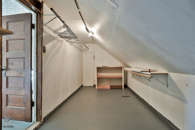 walk in closet with vaulted ceiling