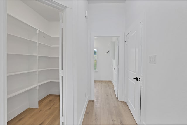 corridor featuring light hardwood / wood-style flooring