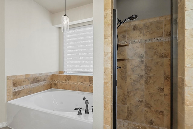 bathroom with independent shower and bath