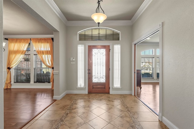 foyer entrance with crown molding