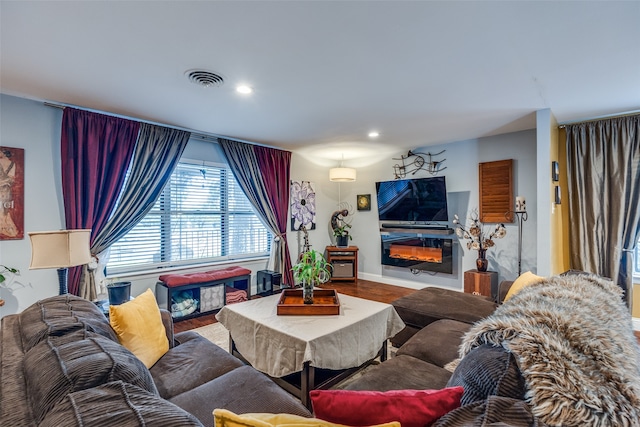 living room with hardwood / wood-style flooring