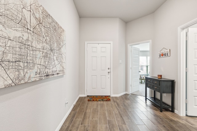 foyer entrance featuring hardwood / wood-style floors