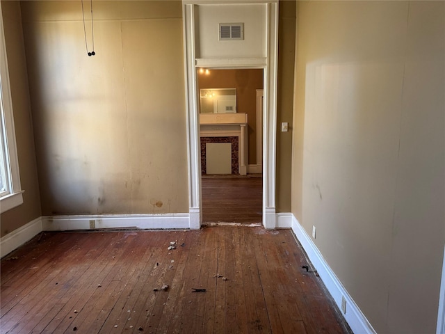 interior space with dark wood-type flooring