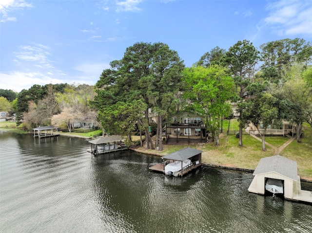 dock area featuring a water view