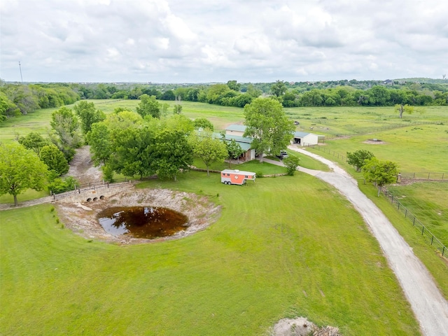 drone / aerial view with a rural view