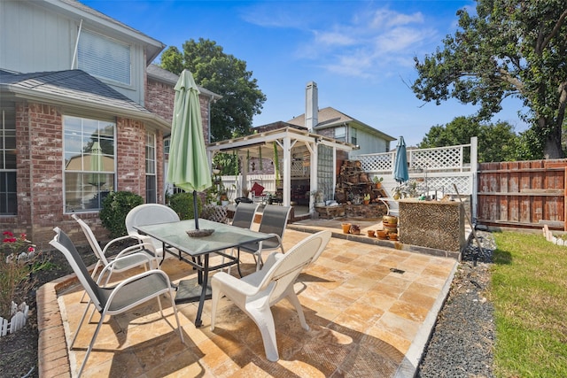 view of patio / terrace with a gazebo