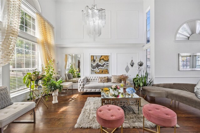 sunroom with a notable chandelier