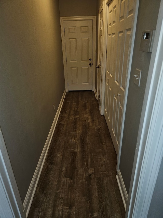 hall featuring dark hardwood / wood-style floors