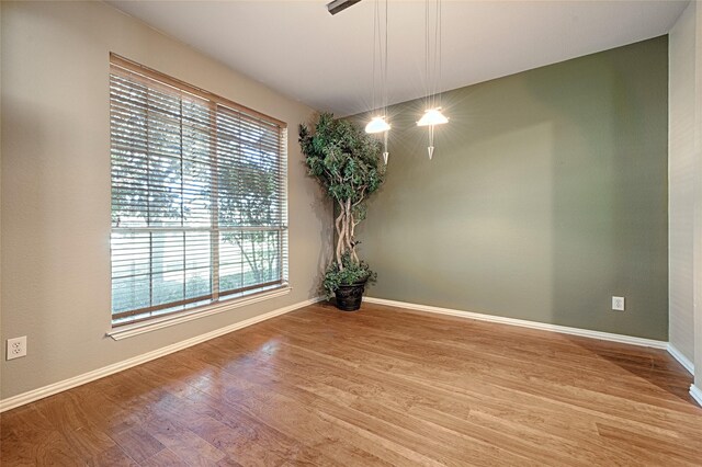 spare room with a healthy amount of sunlight and light wood-type flooring