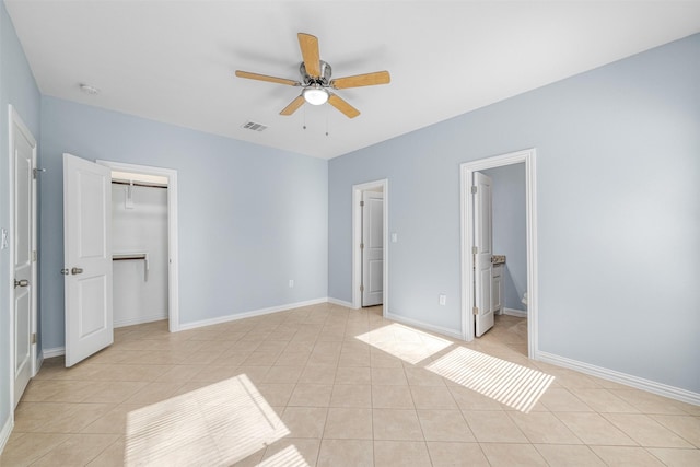 3005 Blackjack Ln, Granbury, TX 76048 - unfurnished bedroom with light tile patterned floors, baseboards, and ceiling fan