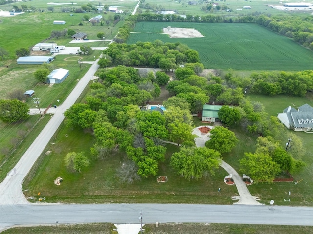 drone / aerial view with a rural view