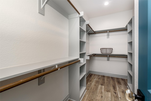 walk in closet featuring hardwood / wood-style flooring