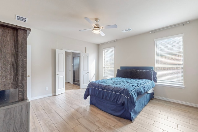 bedroom featuring ceiling fan