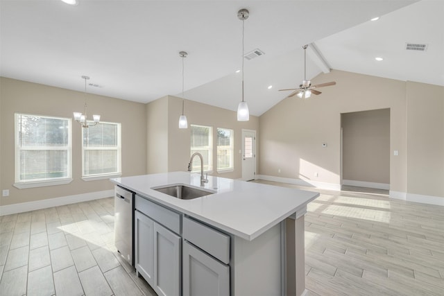 2801 Beechwood St, Granbury, TX 76048 - kitchen with a sink, stainless steel dishwasher, baseboards, light countertops, and wood tiled floors