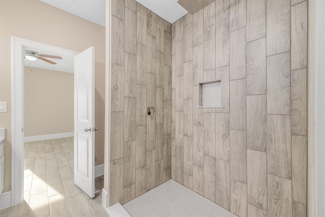 2801 Beechwood St, Granbury, TX 76048 - full bathroom with tiled shower and ceiling fan