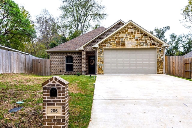 view of front of house with a garage