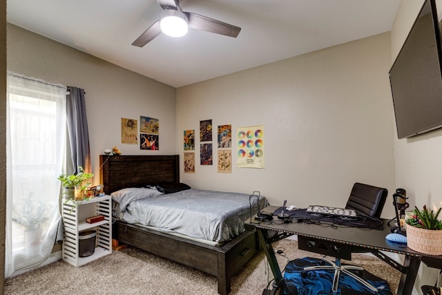 bedroom with carpet and ceiling fan