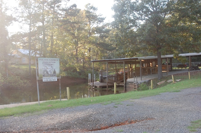 exterior space featuring a water view