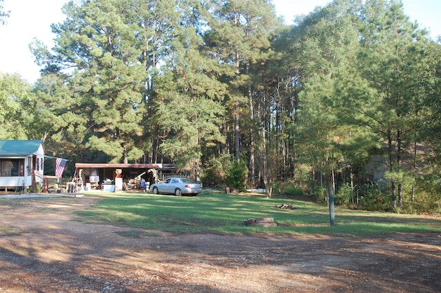 view of yard featuring a carport