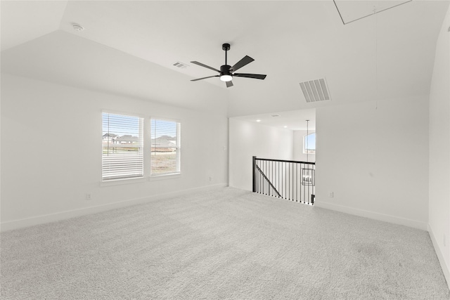 3100 Summer Rain Ln, Anna, TX 75409 - carpeted spare room featuring attic access, lofted ceiling, a smoke detector, and ceiling fan