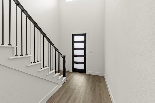3100 Summer Rain Ln, Anna, TX 75409 - foyer entrance featuring wood finished floors, stairs, and a towering ceiling
