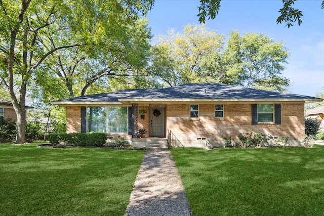 ranch-style house with a front lawn