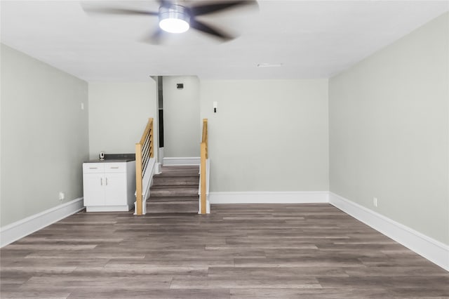 interior space featuring hardwood / wood-style flooring and ceiling fan