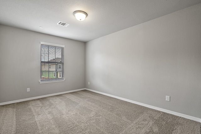 spare room with carpet and a textured ceiling