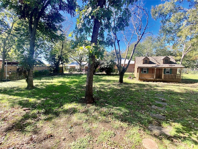 view of yard featuring a deck