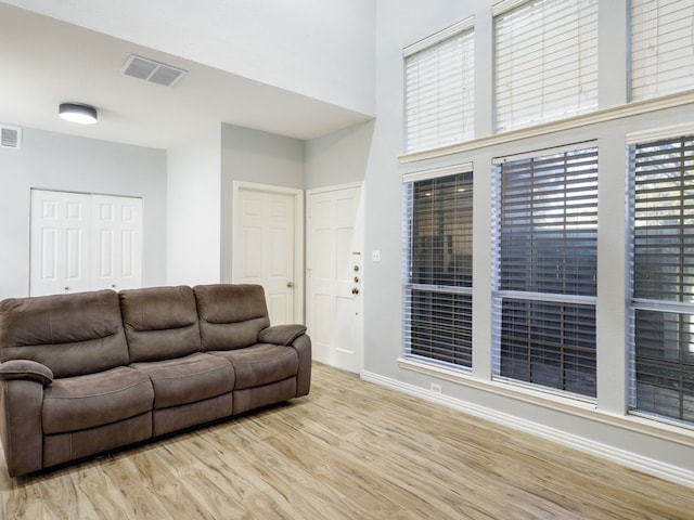 living room with light wood-type flooring