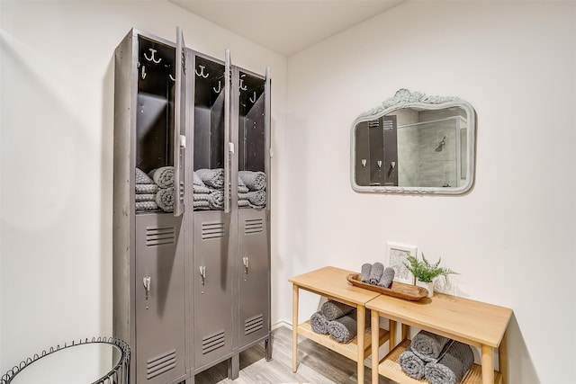 interior space with hardwood / wood-style flooring