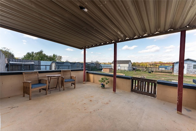 view of patio / terrace with a bar